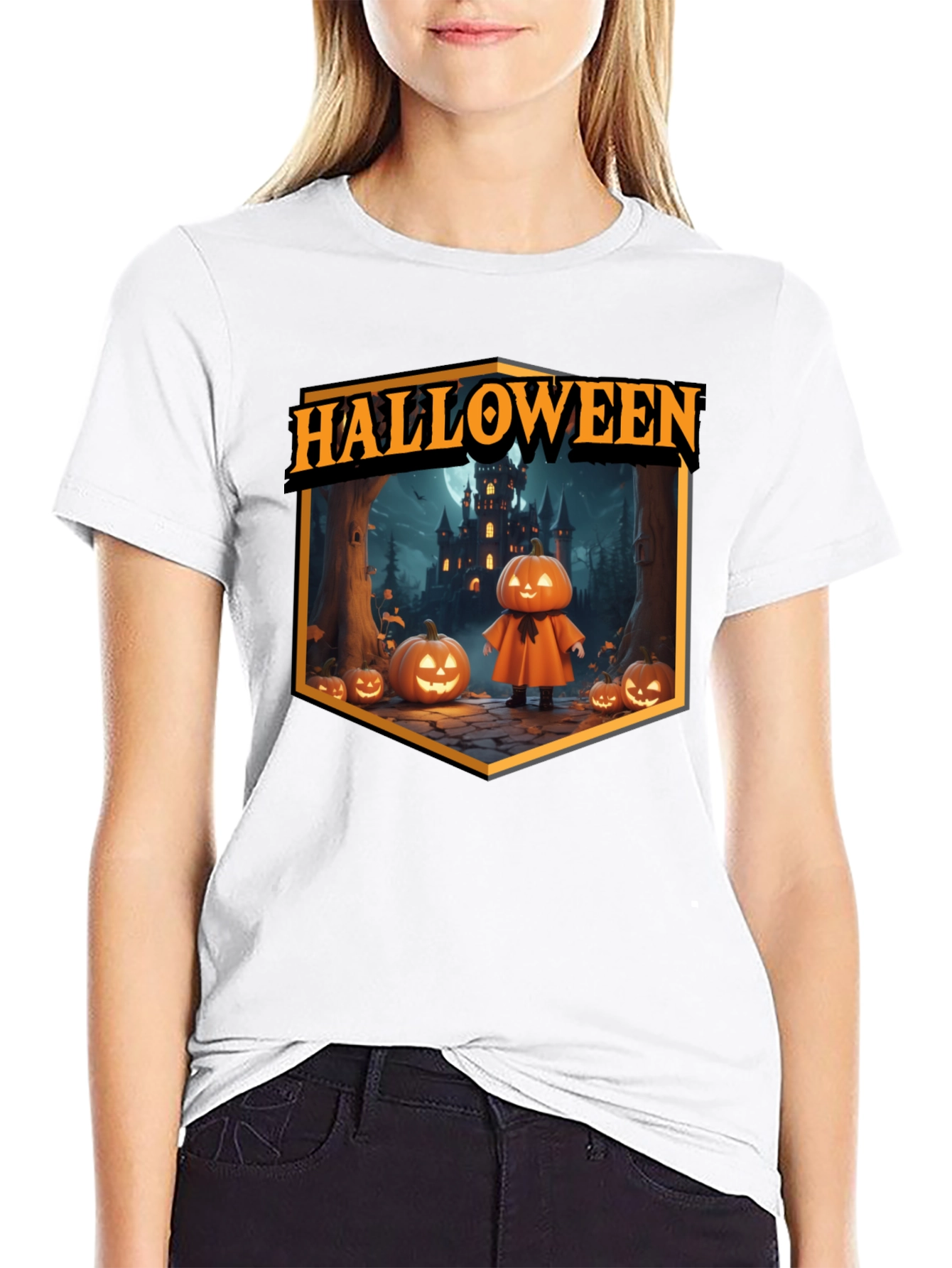 Halloween Pumpkin Castle T-Shirt - Spooky Season Tee