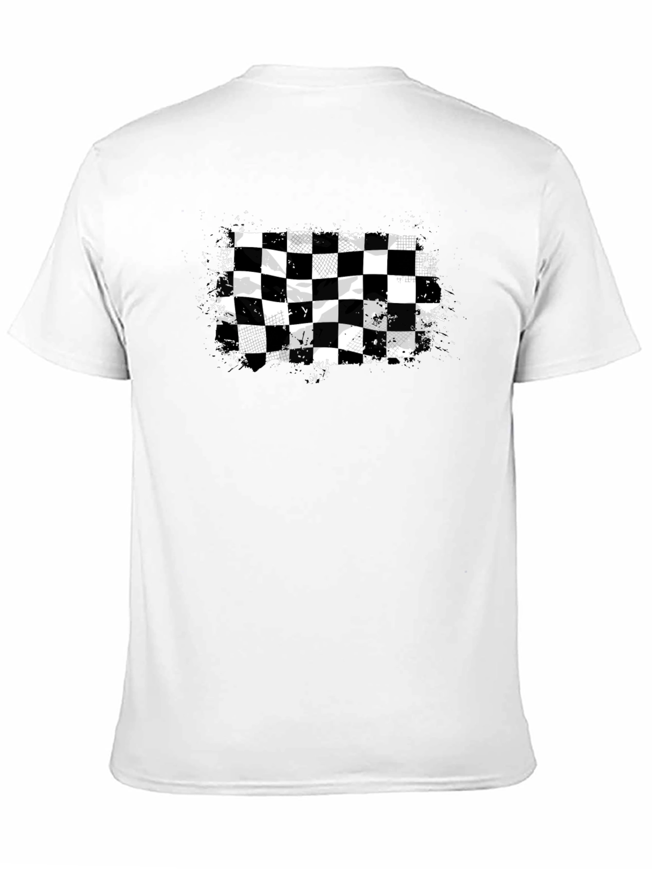 Checkered Flag Graphic Tee - Black Cotton T-Shirt