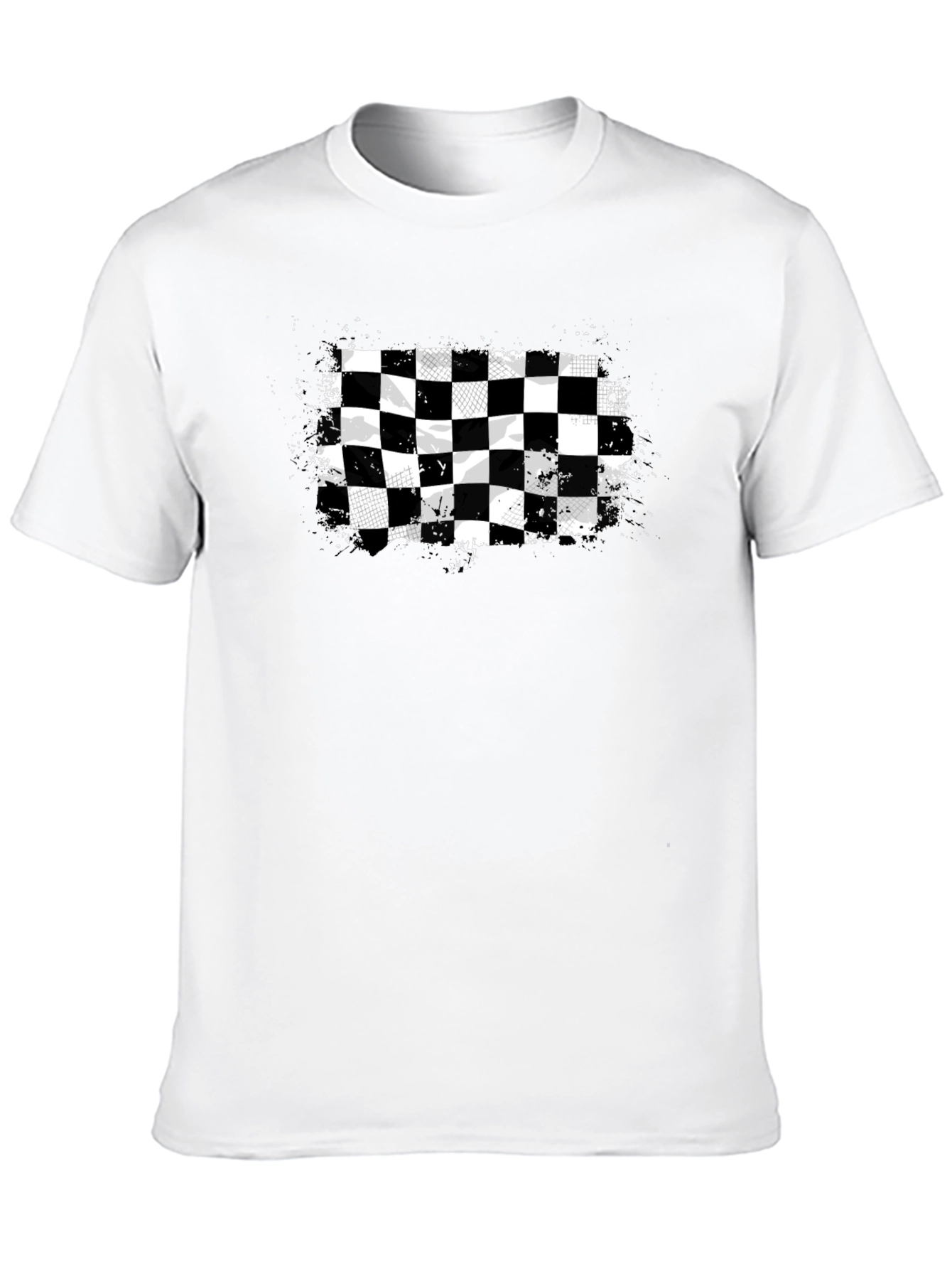 Checkered Flag Graphic Tee - Black Cotton T-Shirt