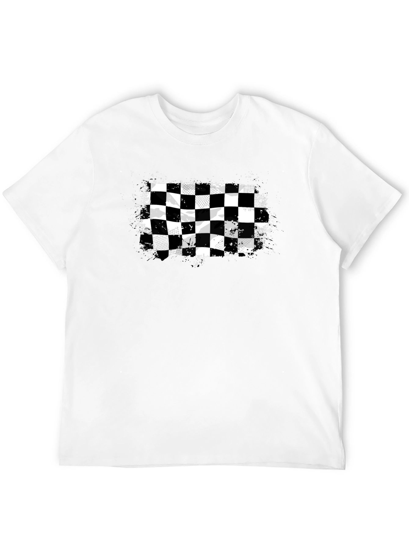 Checkered Flag Graphic Tee - Black Cotton T-Shirt