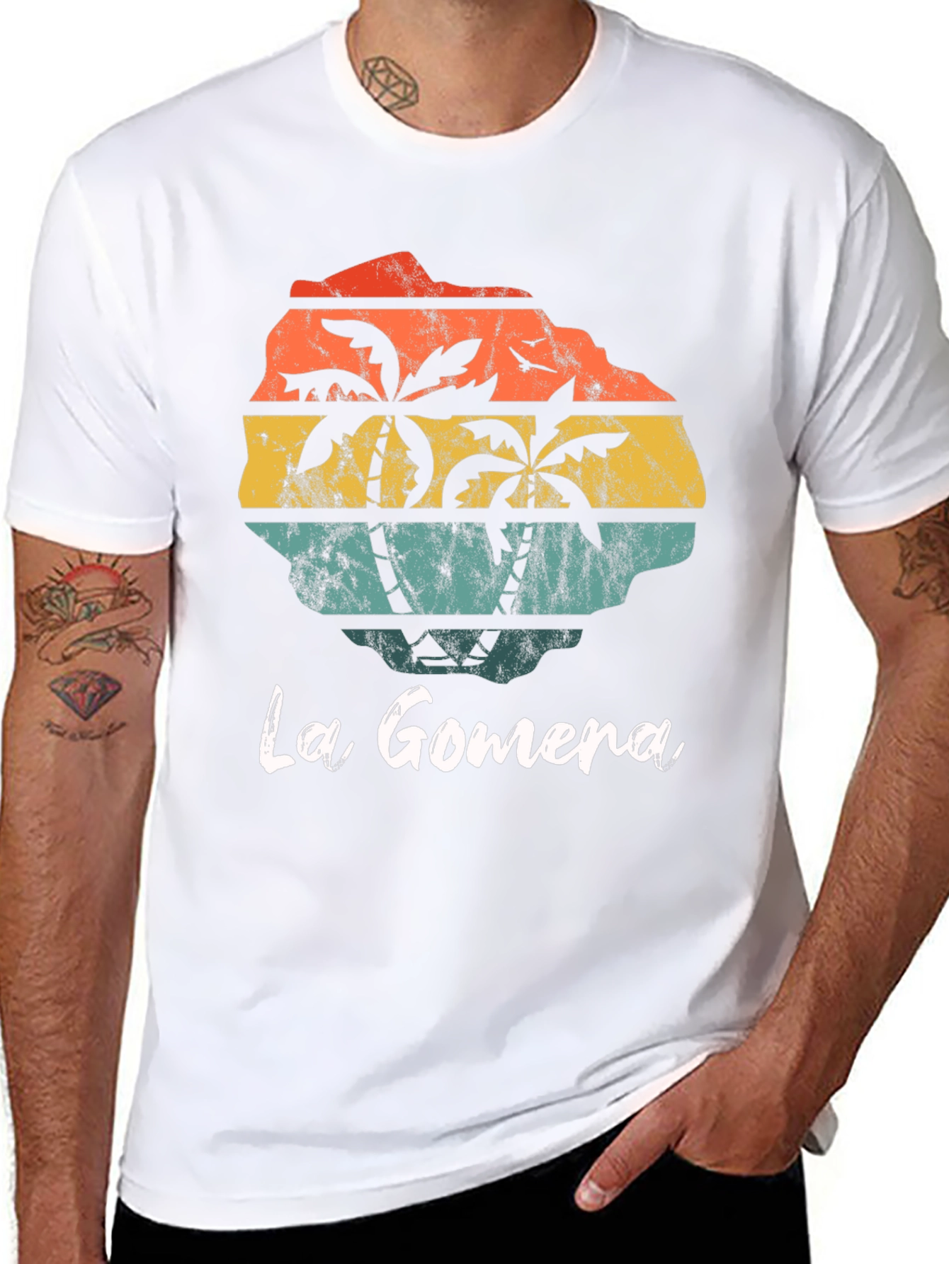 La Gomera Retro Palm T-Shirt - Island Souvenir Tee