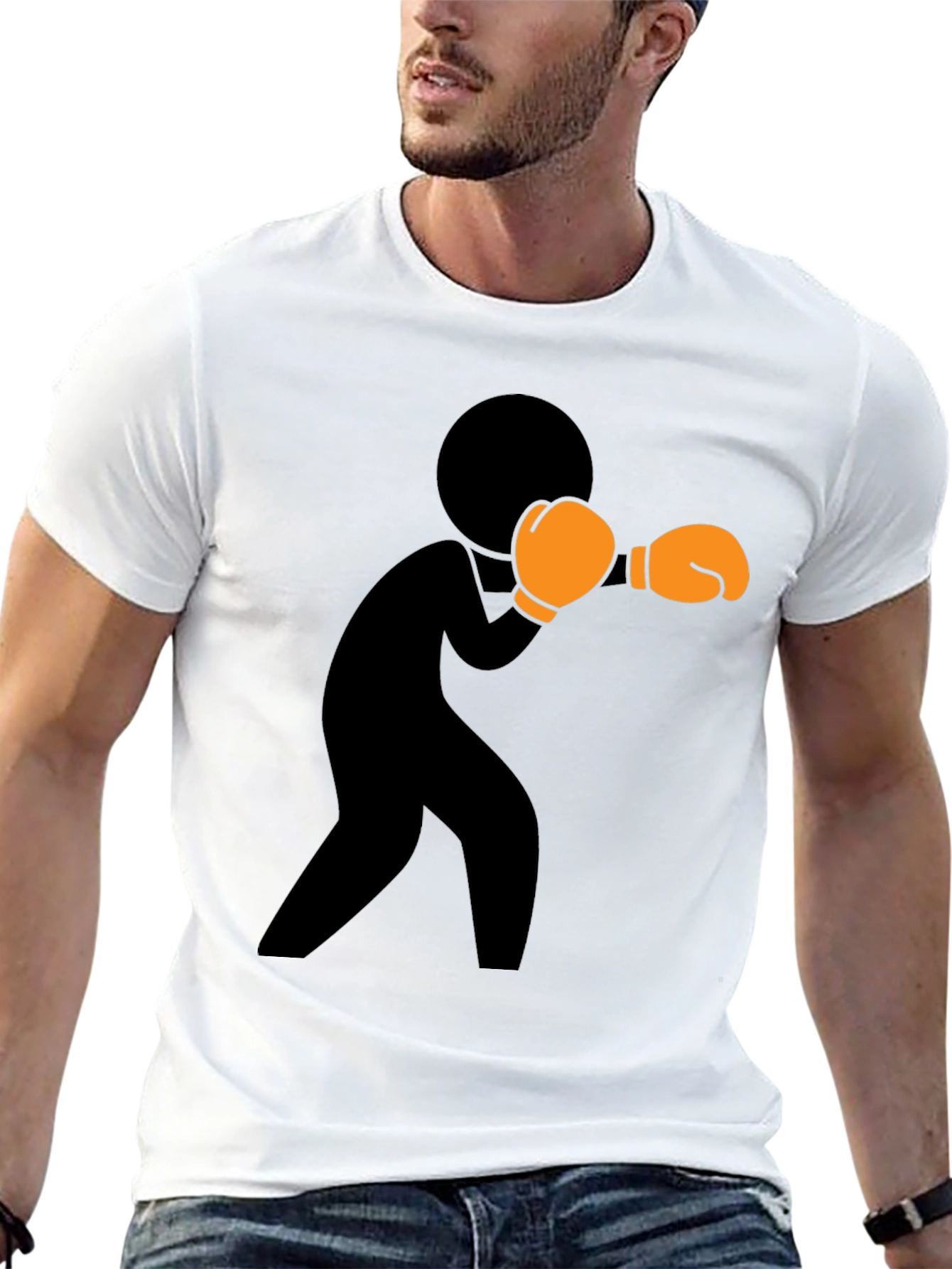 Boxer Graphic Print Black T-Shirt