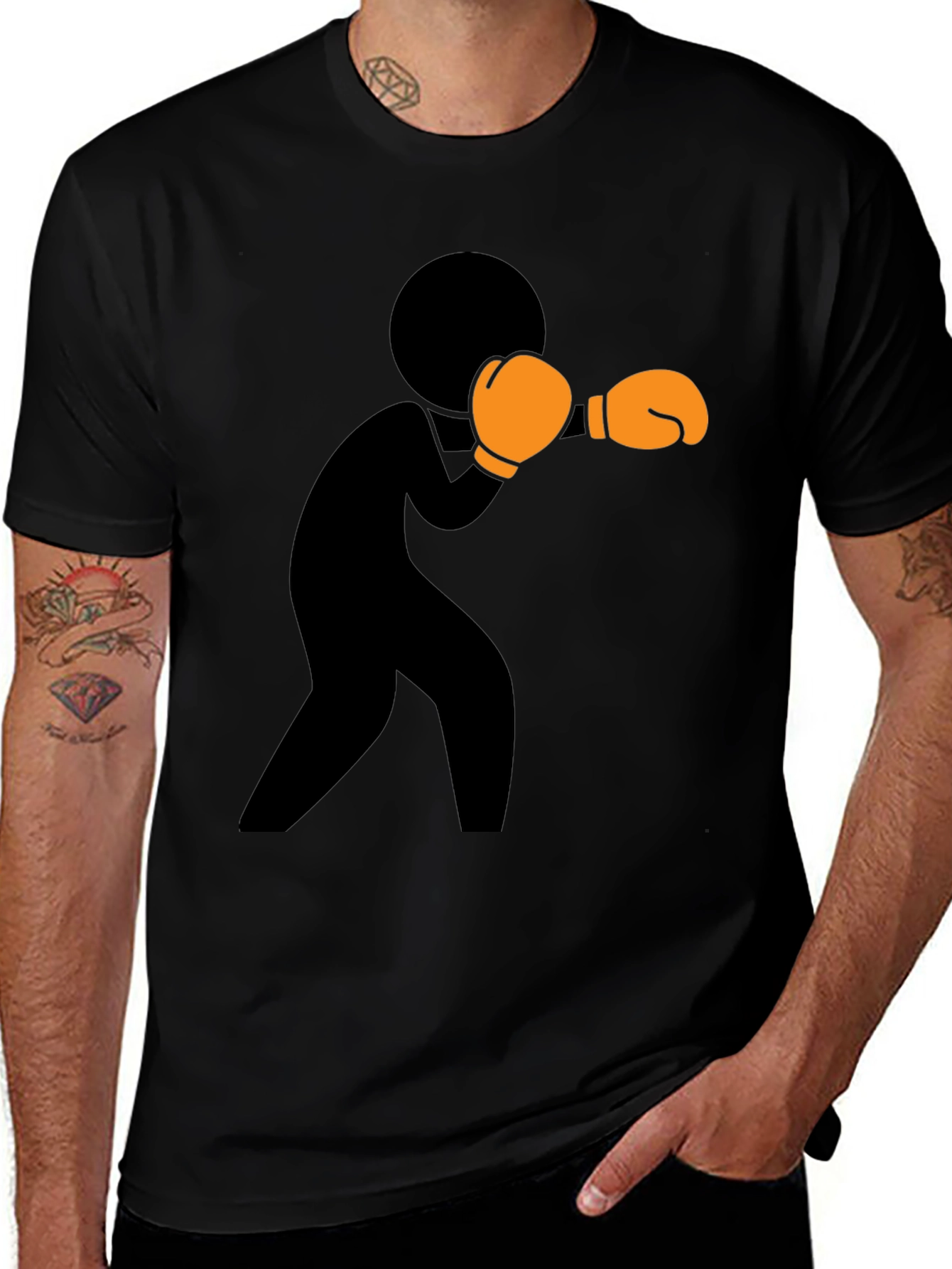 Boxer Graphic Print Black T-Shirt