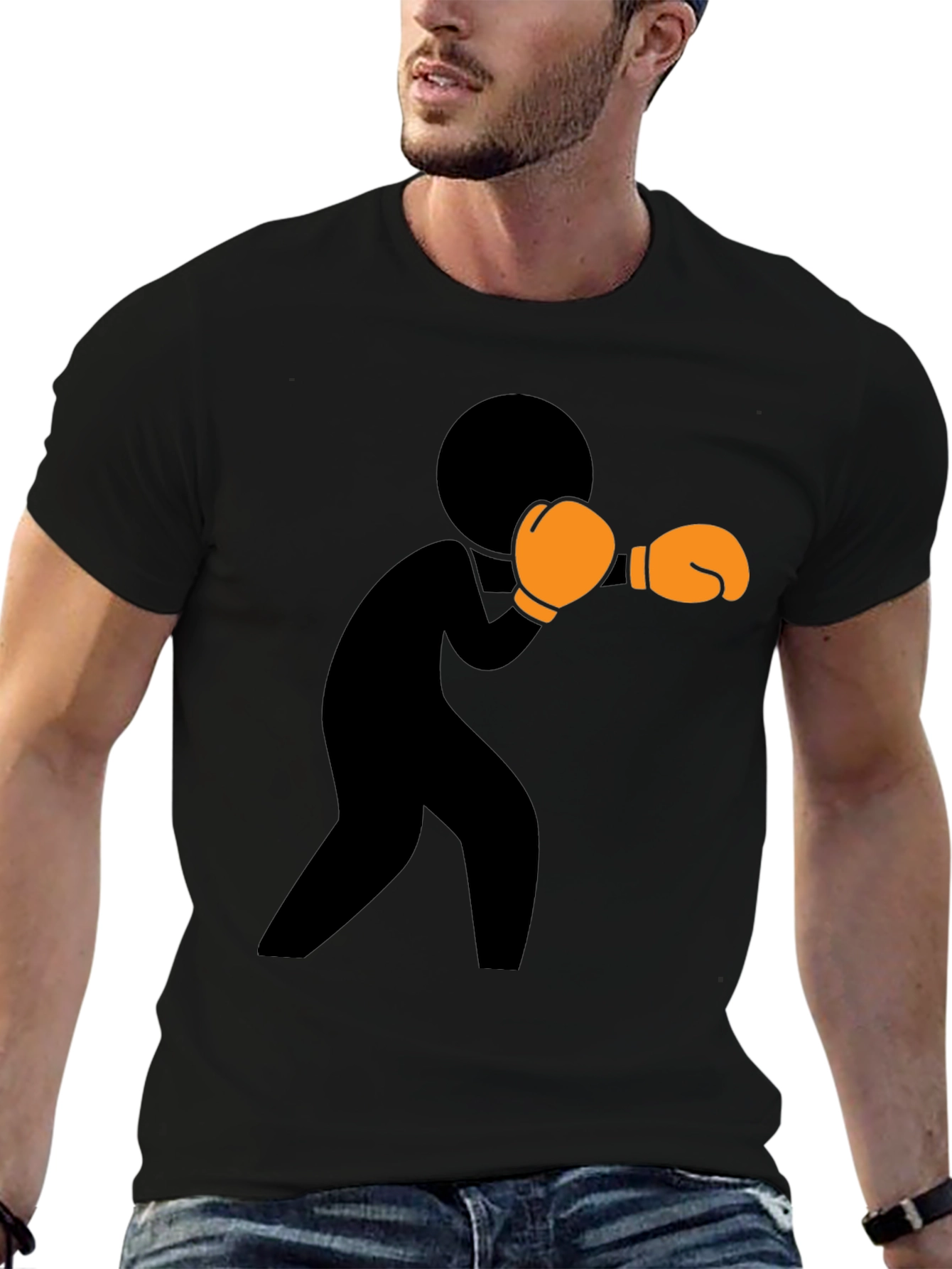 Boxer Graphic Print Black T-Shirt