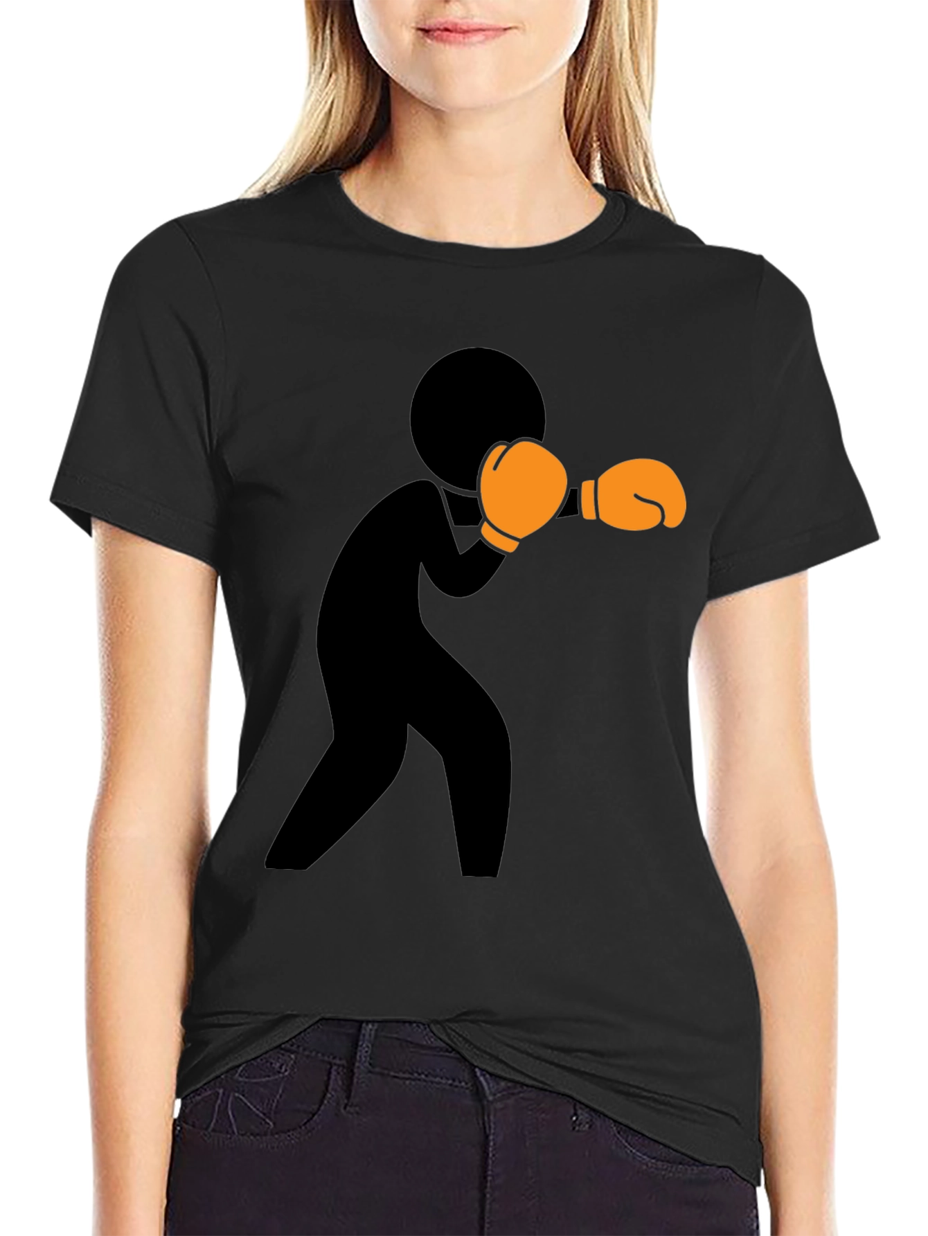 Boxer Graphic Print Black T-Shirt