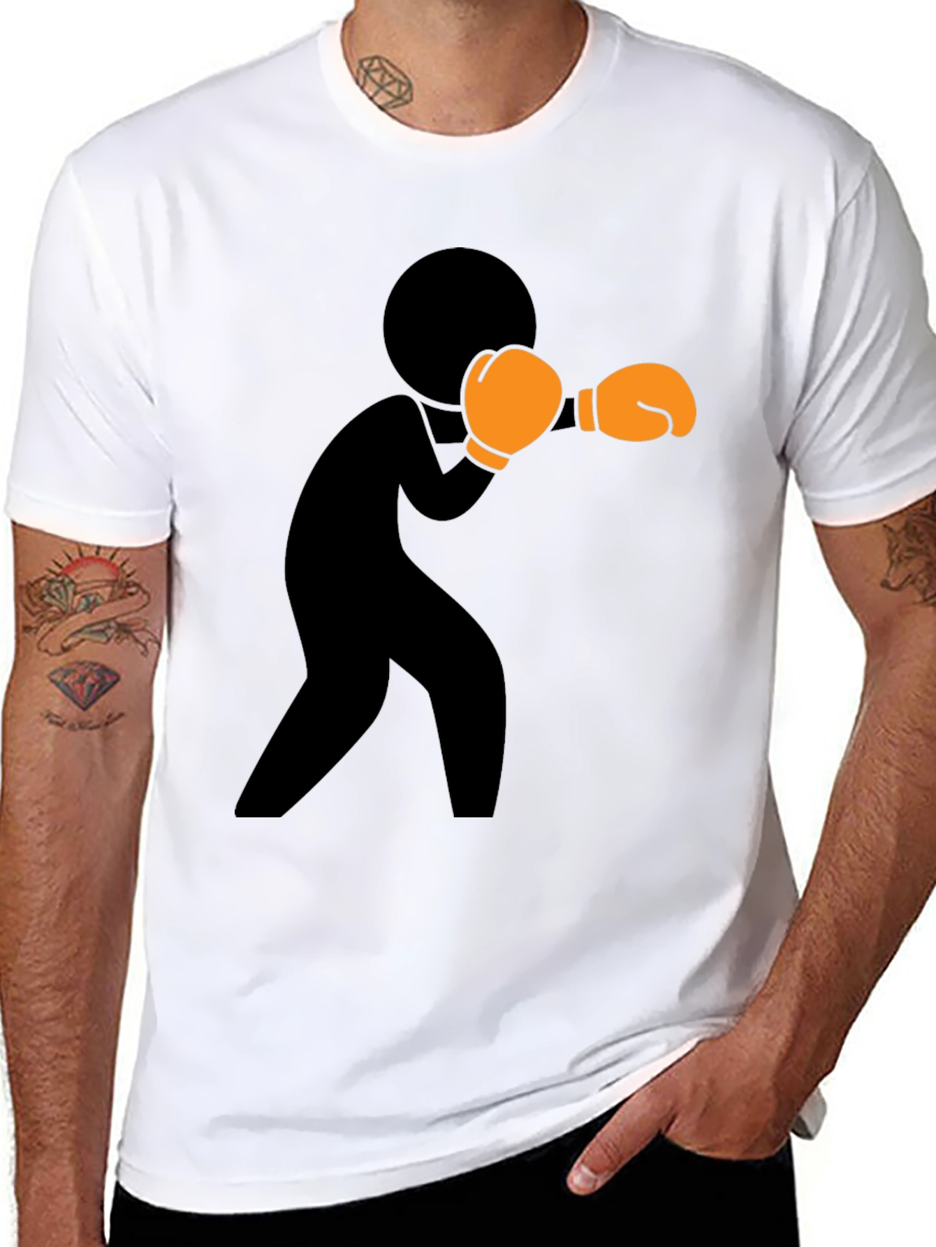 Boxer Graphic Print Black T-Shirt