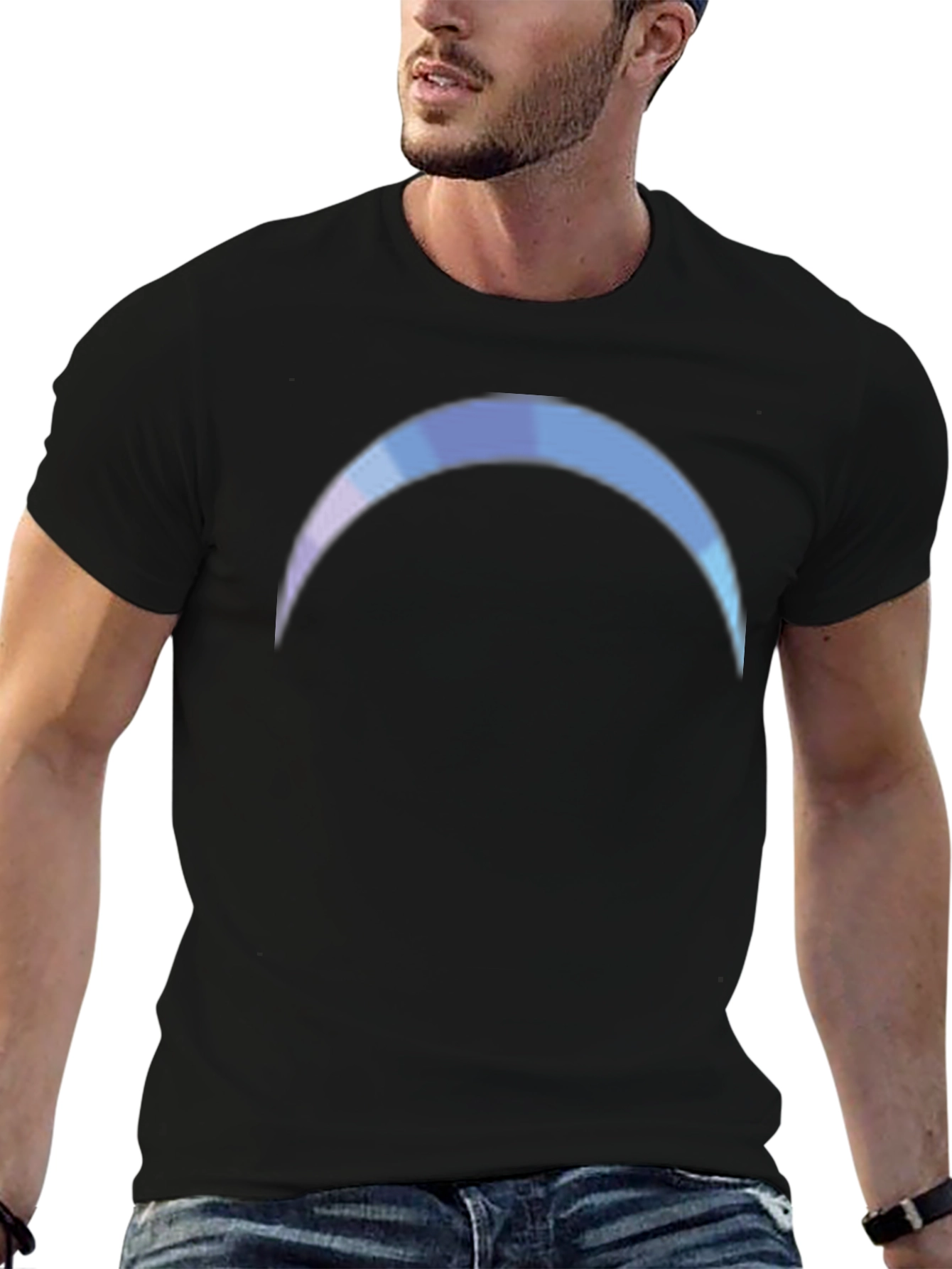 Gradient Crescent Moon Black T-Shirt