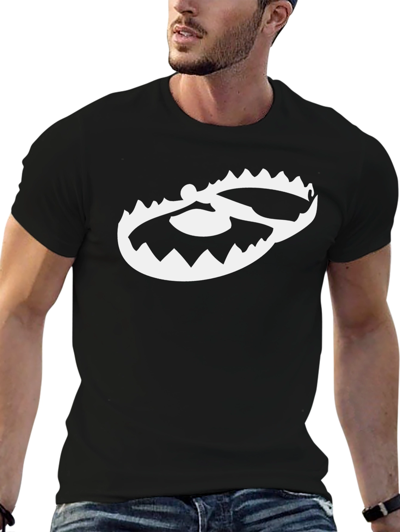 Mens Black T-Shirt with Trap Graphic