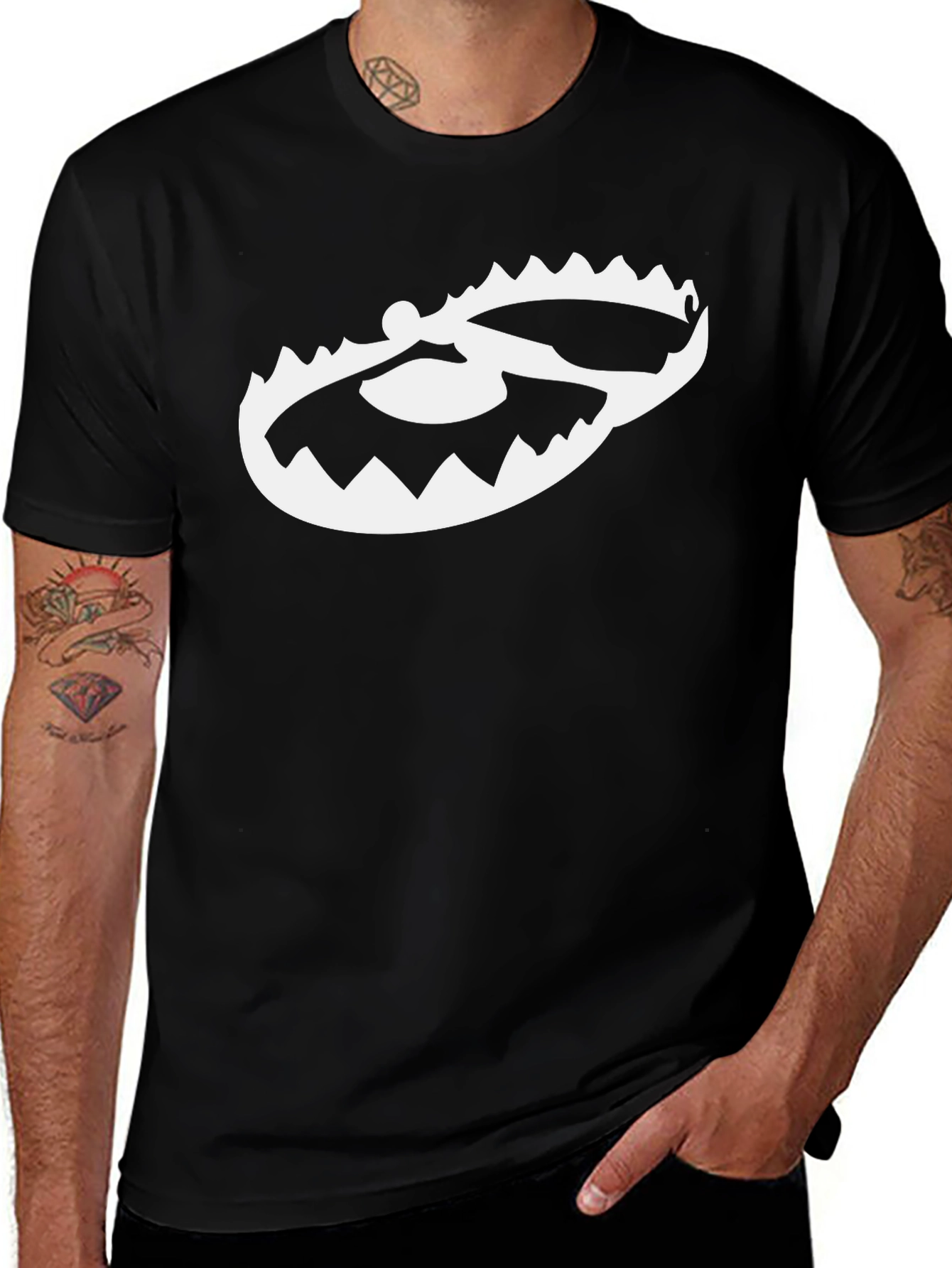 Mens Black T-Shirt with Trap Graphic