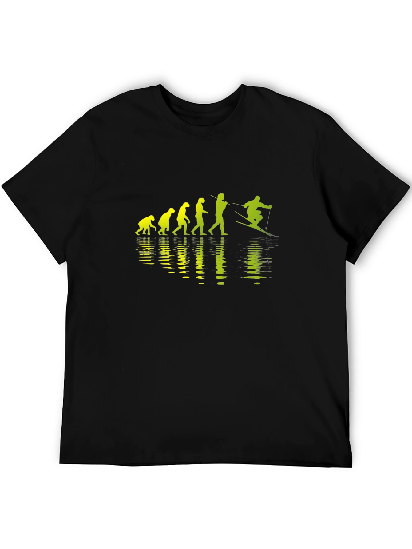 Evolution of Skiing Black T-Shirt