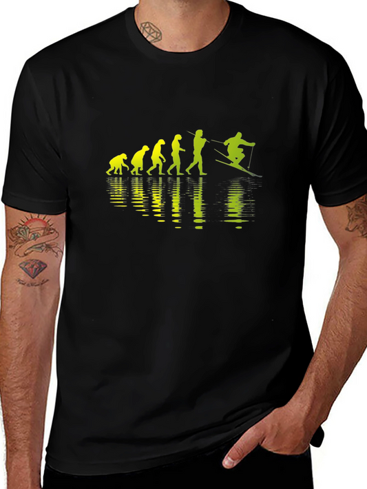 Evolution of Skiing Black T-Shirt