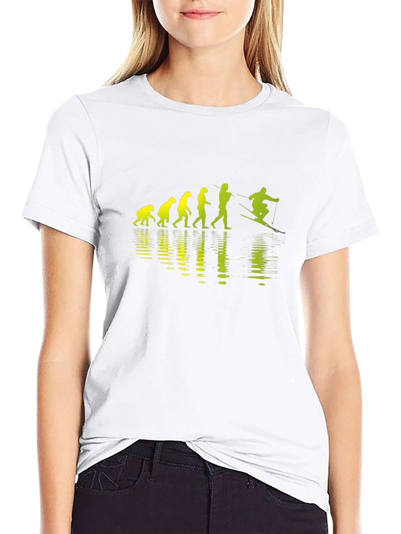 Evolution of Skiing Black T-Shirt