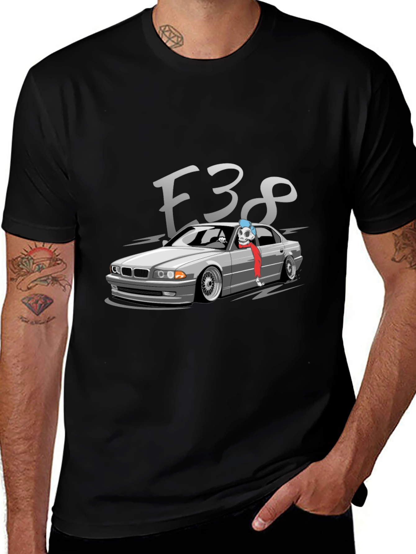 E38 BMW Car Graphic Tee - Black