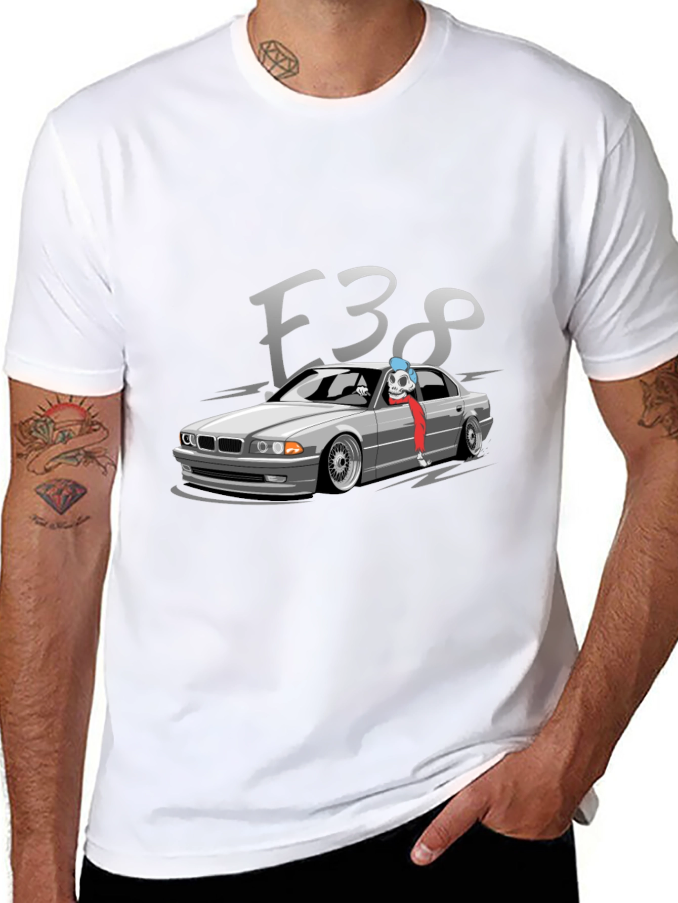 E38 BMW Car Graphic Tee - Black