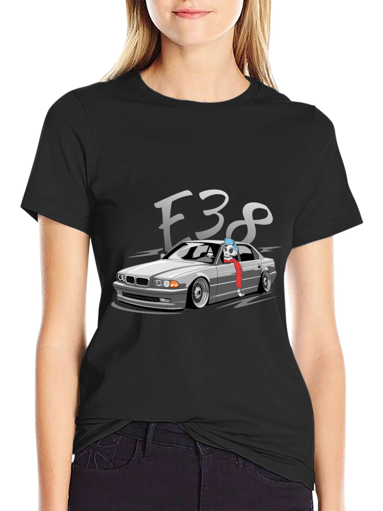 E38 BMW Car Graphic Tee - Black