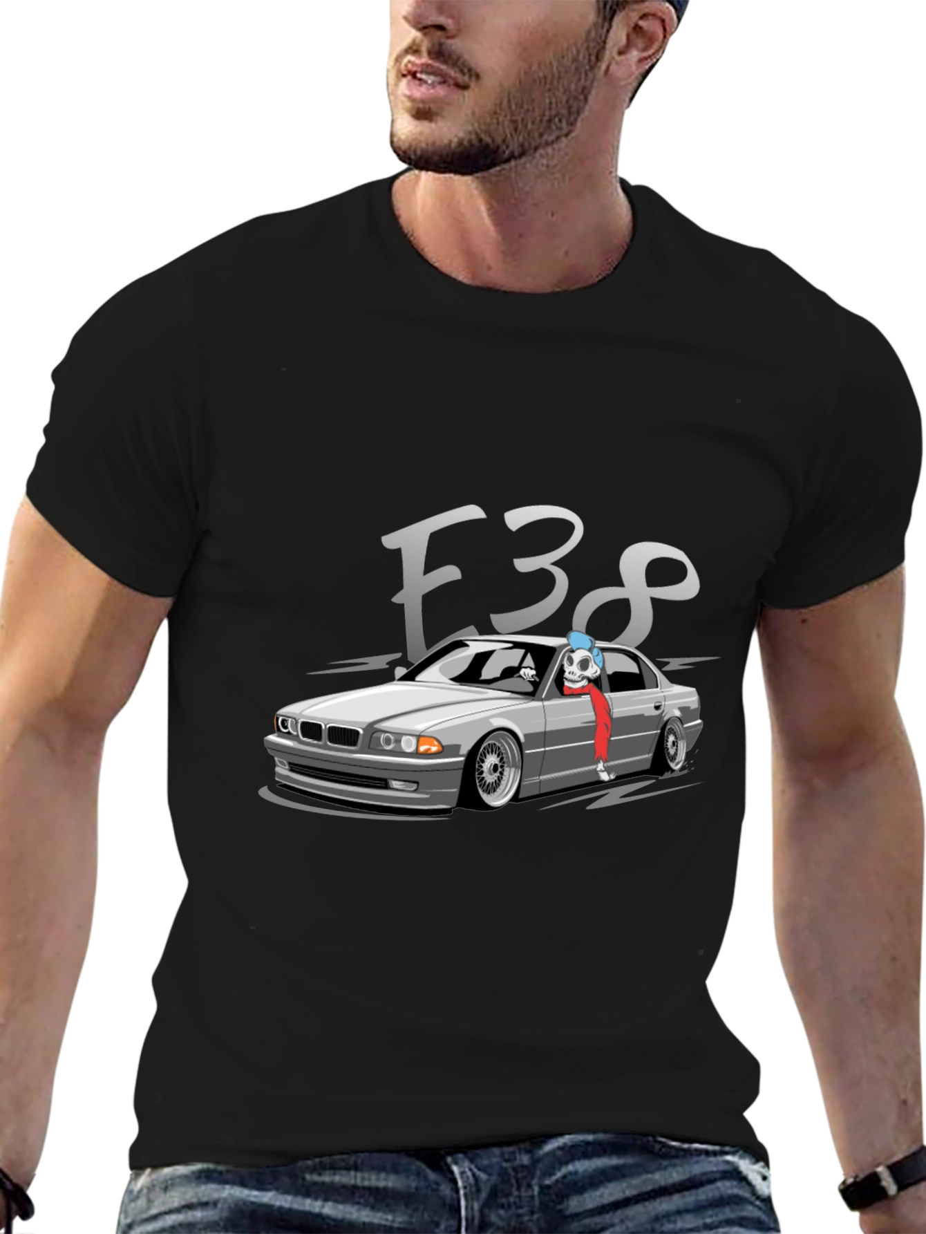 E38 BMW Car Graphic Tee - Black