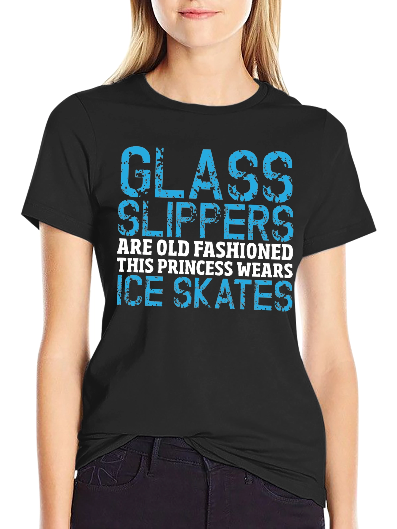 Glass Slippers Princess Ice Skates Black T-Shirt