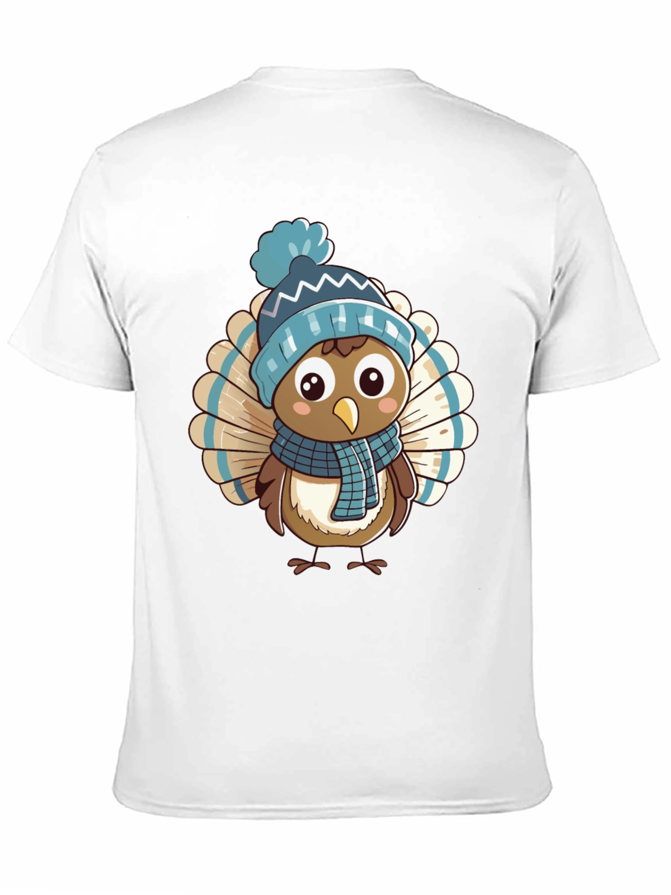 Cartoon Turkey in Winter Hat T-Shirt