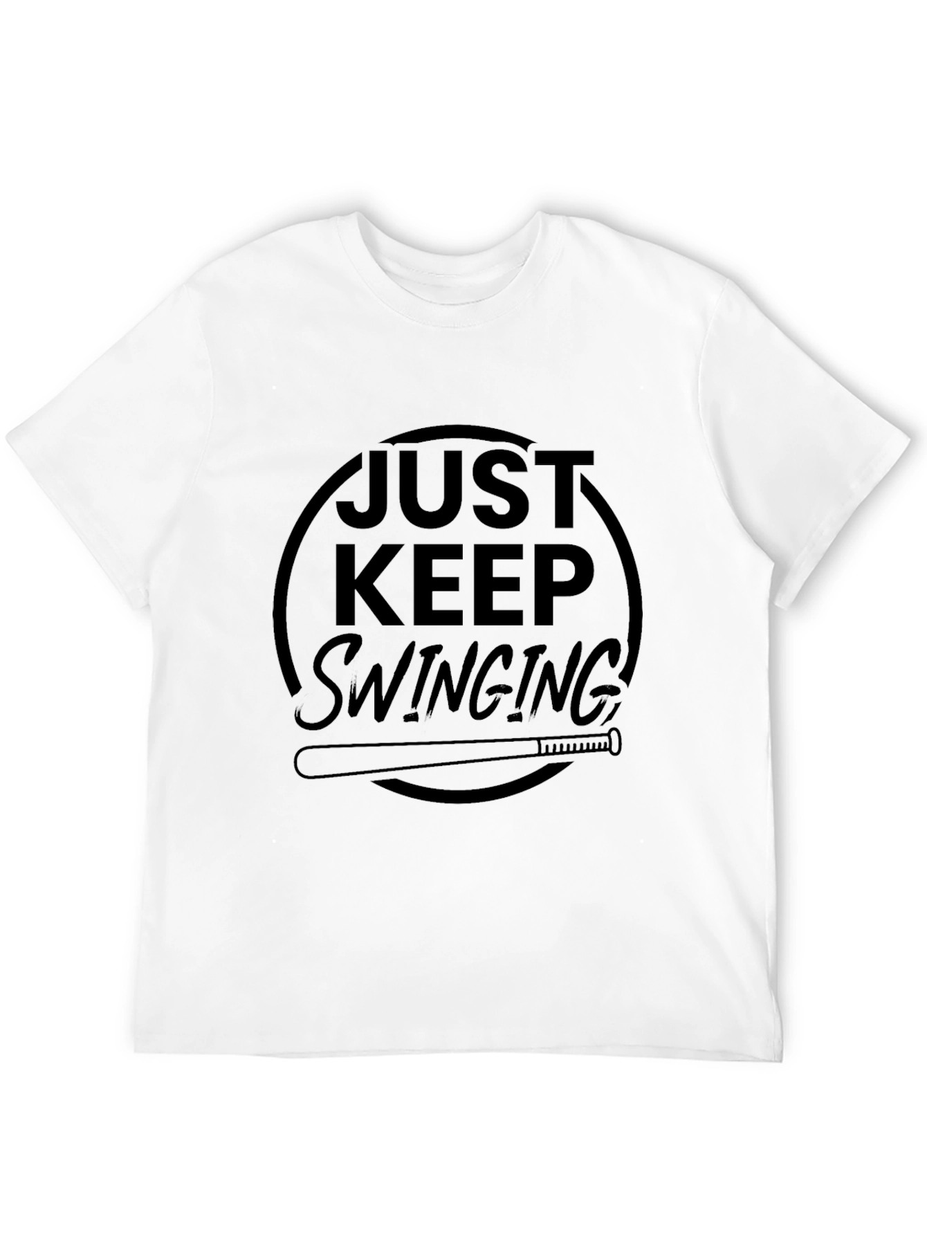 Just Keep Swinging Black Graphic Tee