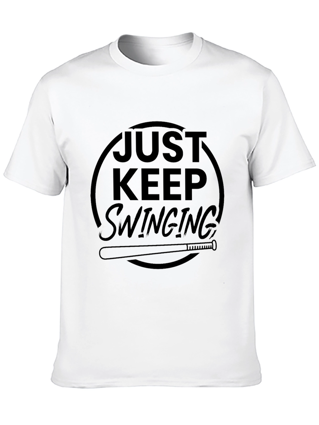 Just Keep Swinging Black Graphic Tee