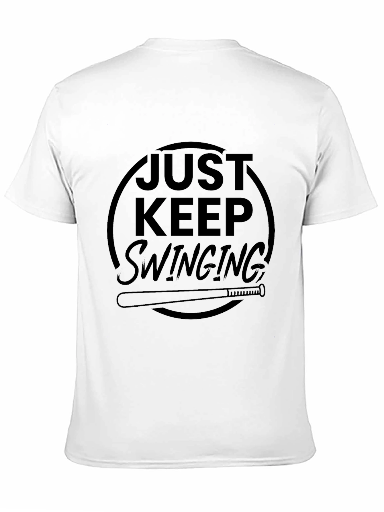 Just Keep Swinging Black Graphic Tee