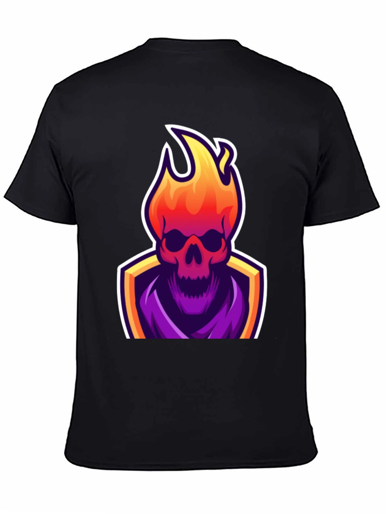 Fiery Skull Graphic Tee - Black