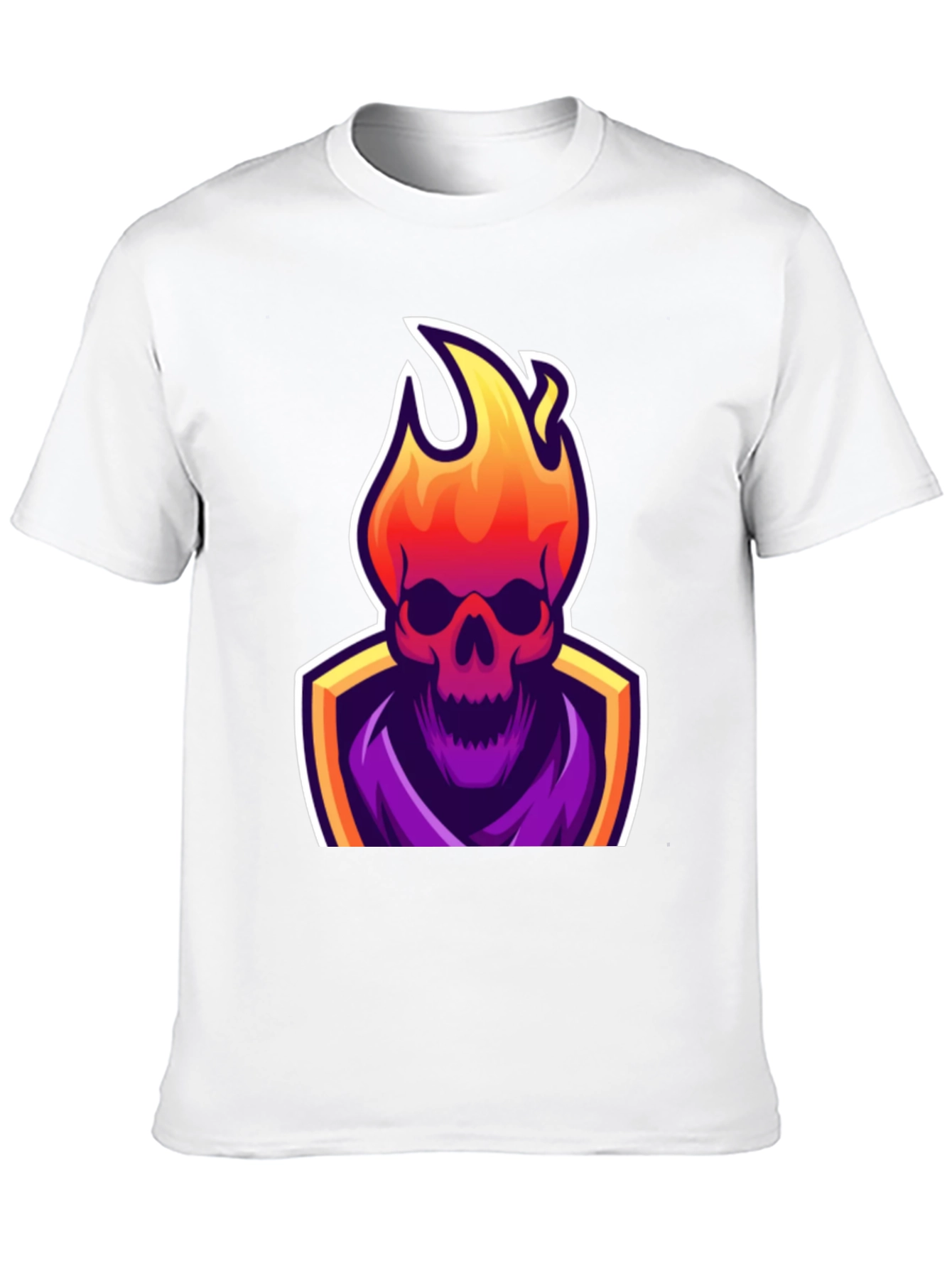 Fiery Skull Graphic Tee - Black