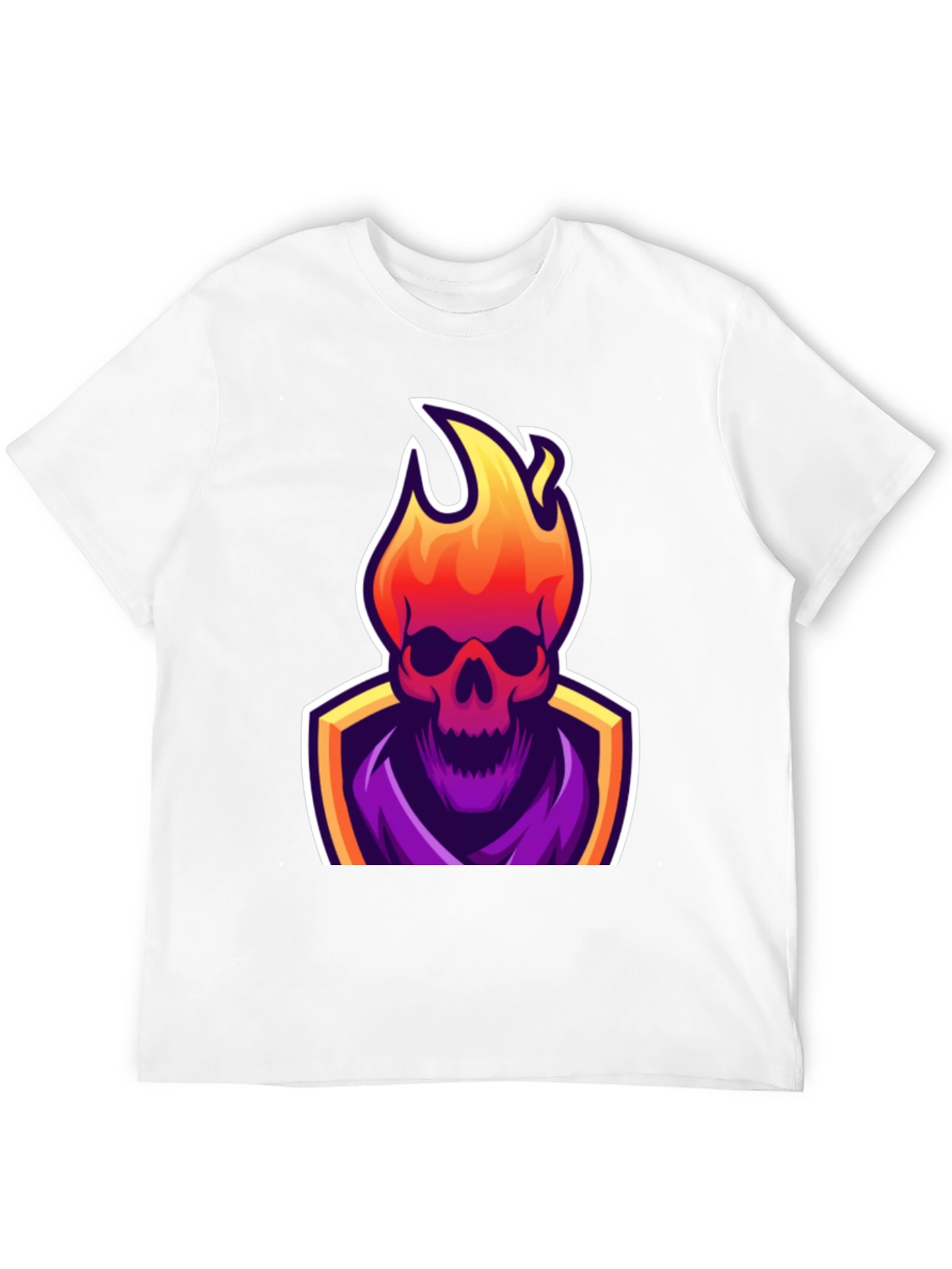 Fiery Skull Graphic Tee - Black