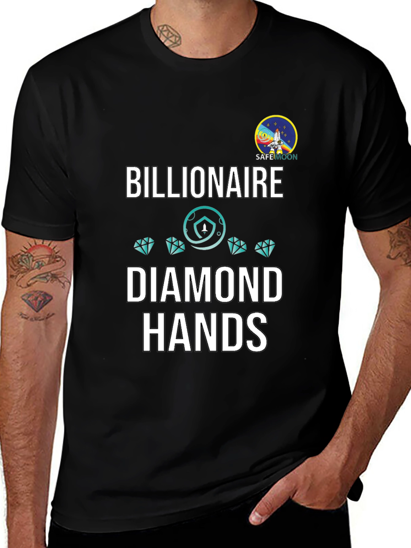 Billionaire Diamond Hands Safemoon Black T-Shirt