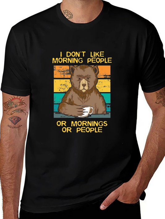 Funny Bear Coffee T-Shirt - I Dont Like Morning People Tee