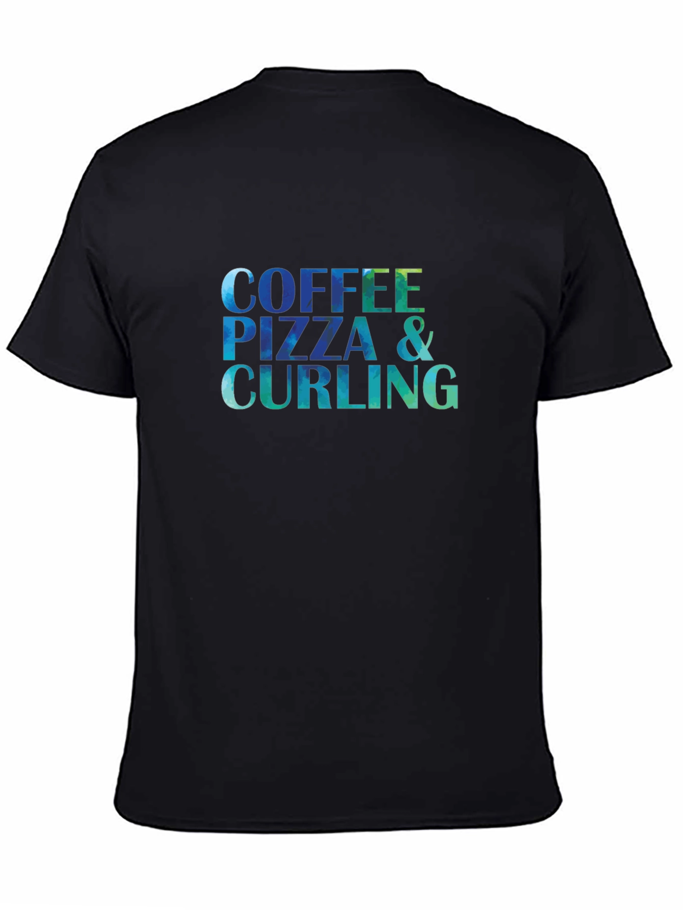 Coffee Pizza & Curling T-Shirt - Fun Graphic Tee