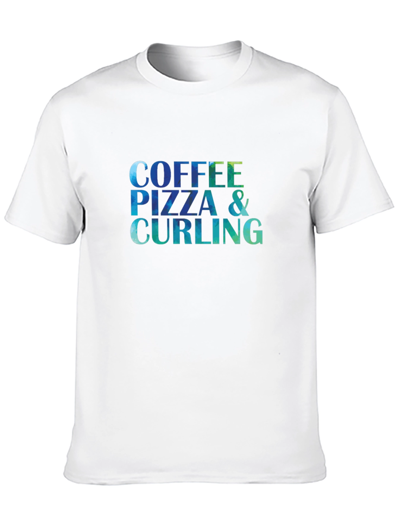 Coffee Pizza & Curling T-Shirt - Fun Graphic Tee