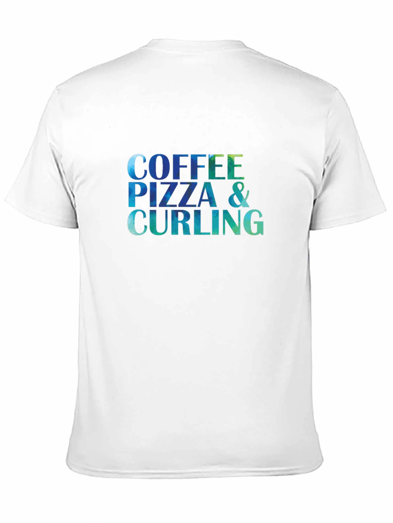 Coffee Pizza & Curling T-Shirt - Fun Graphic Tee