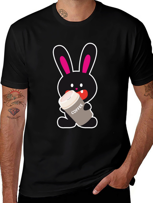 Bunny Coffee Lover Black T-Shirt