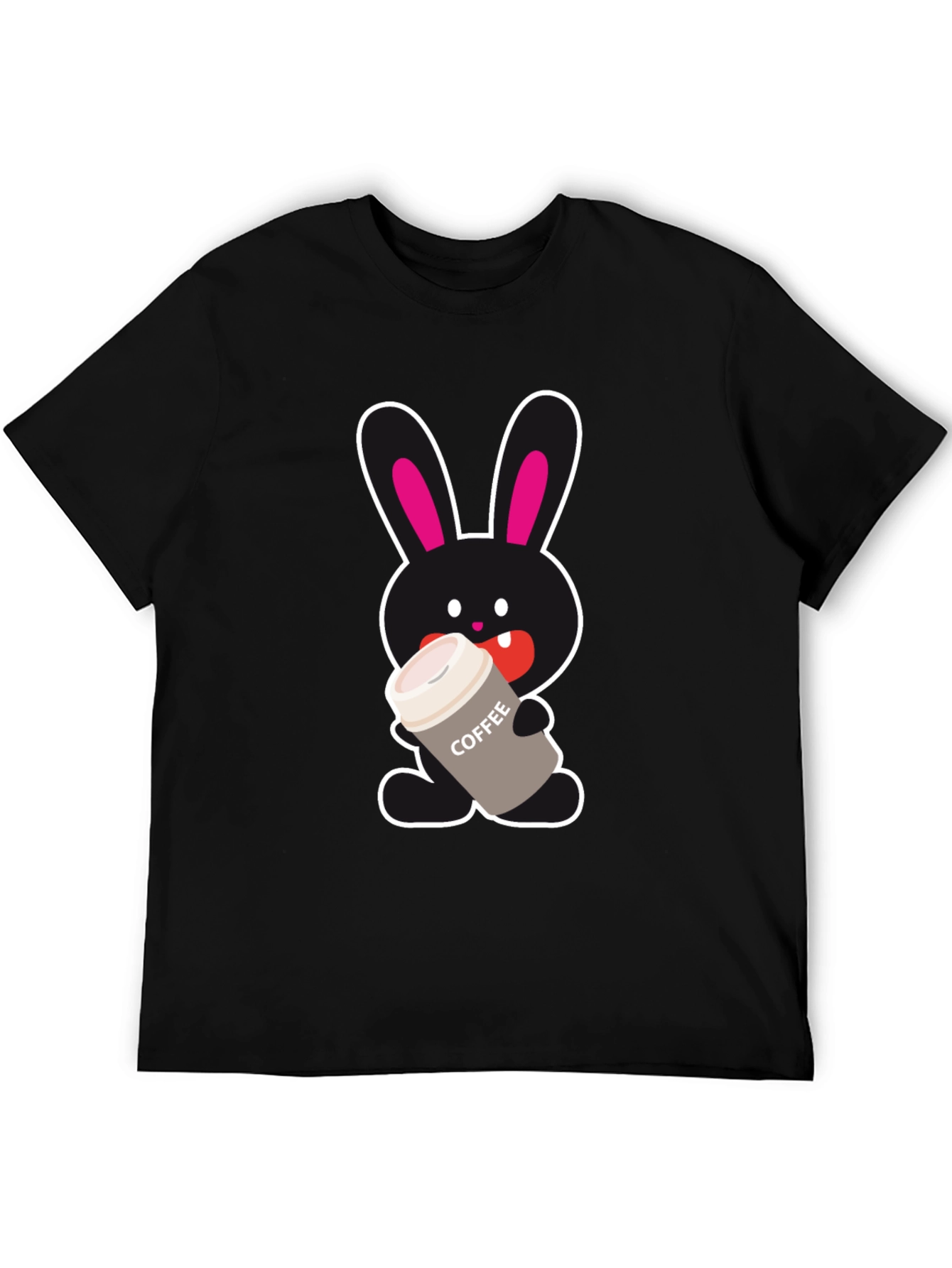 Bunny Coffee Lover Black T-Shirt