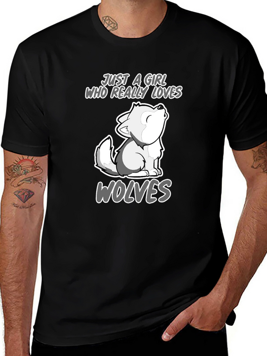 Wolf Lover T-Shirt - Just a Girl Who Loves Wolves Graphic Tee