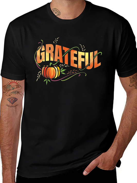 Grateful Thanksgiving Pumpkin Black T-Shirt