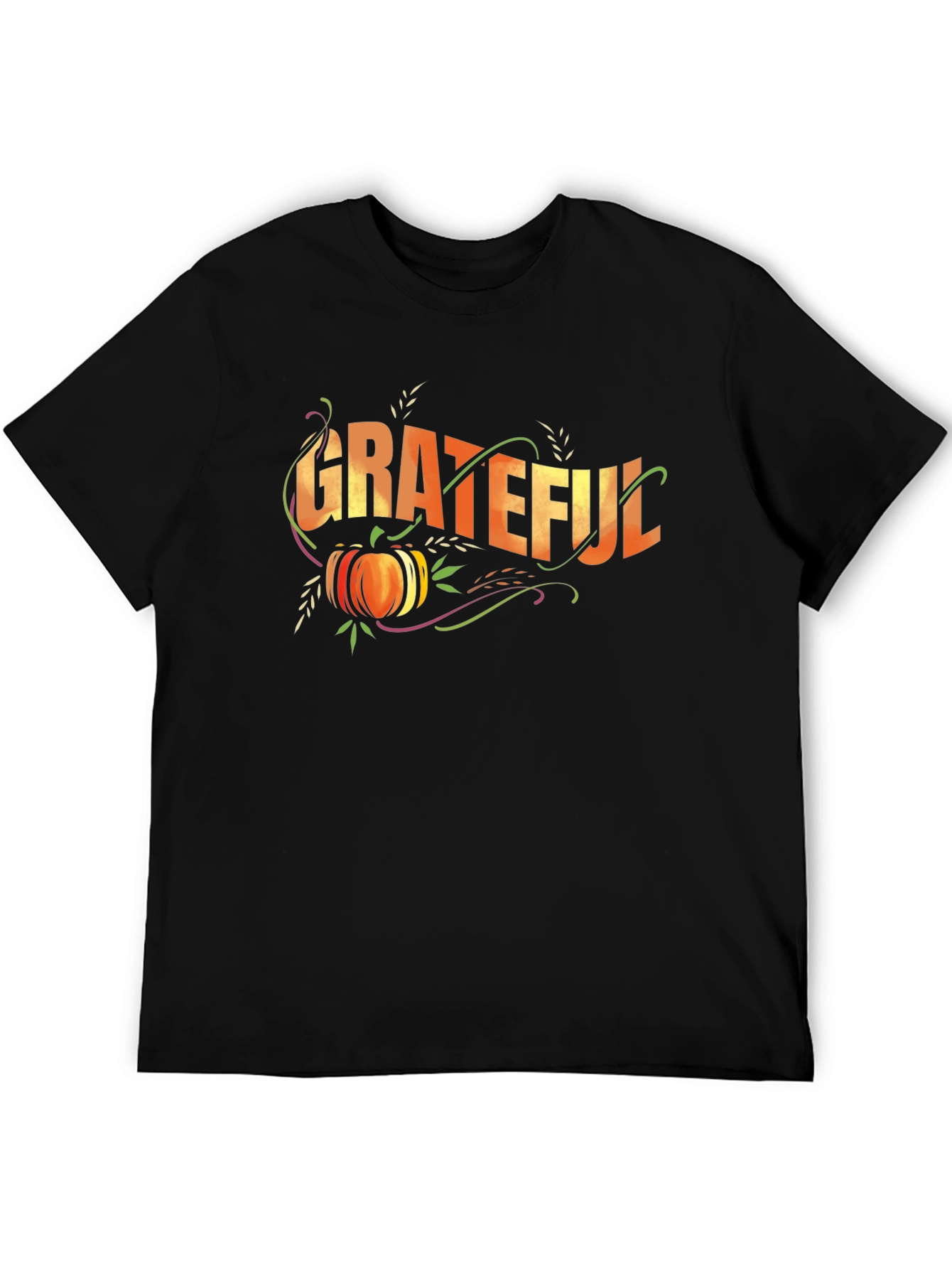 Grateful Thanksgiving Pumpkin Black T-Shirt