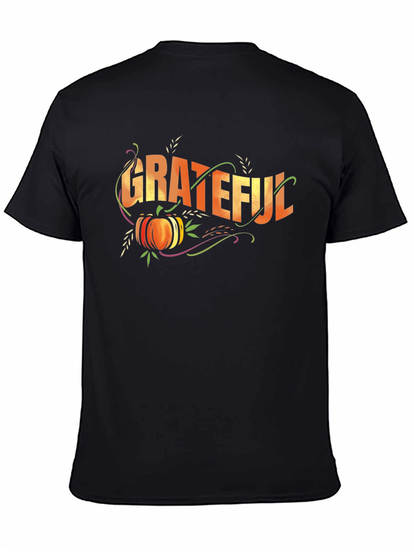 Grateful Thanksgiving Pumpkin Black T-Shirt