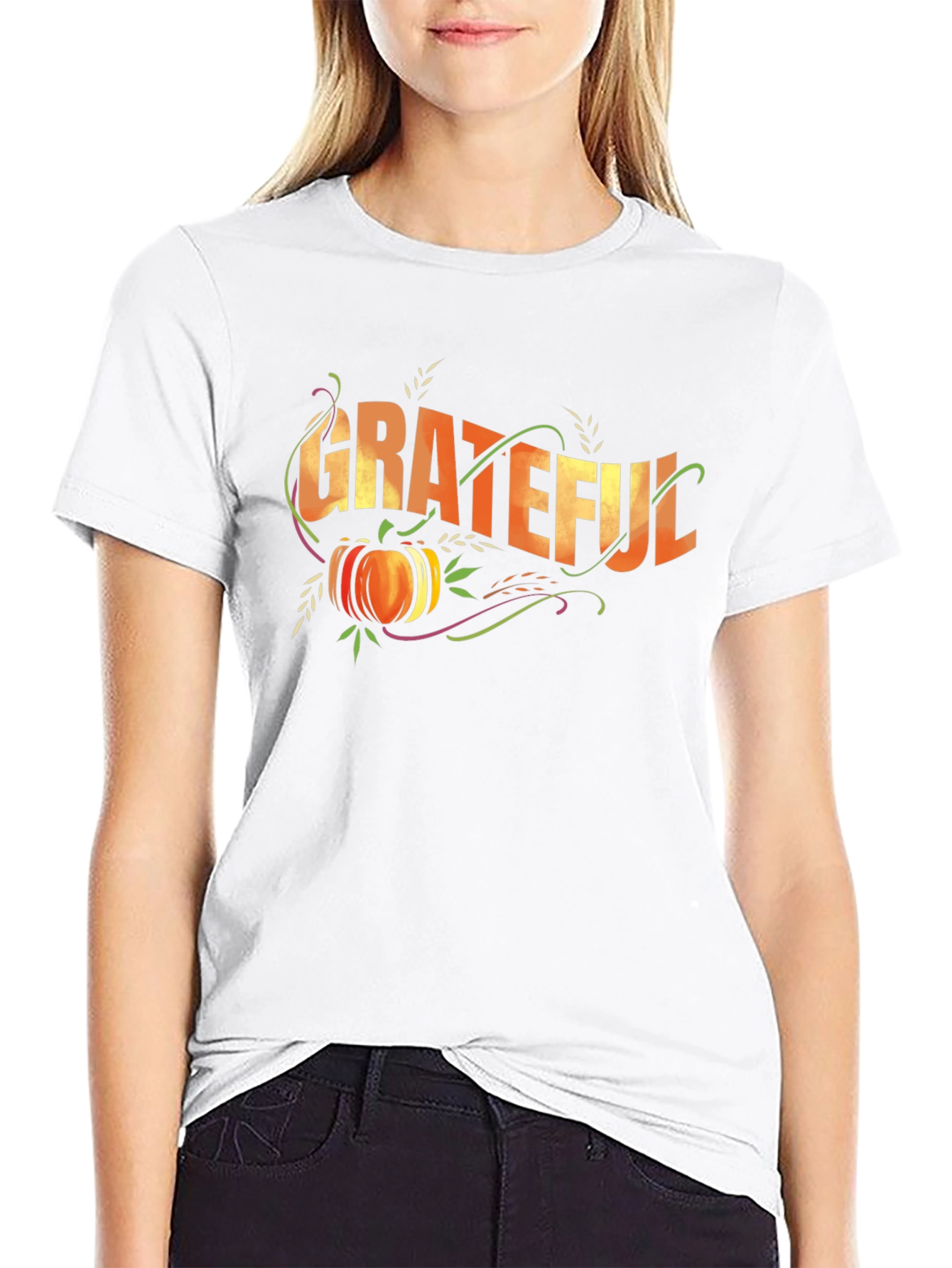 Grateful Thanksgiving Pumpkin Black T-Shirt