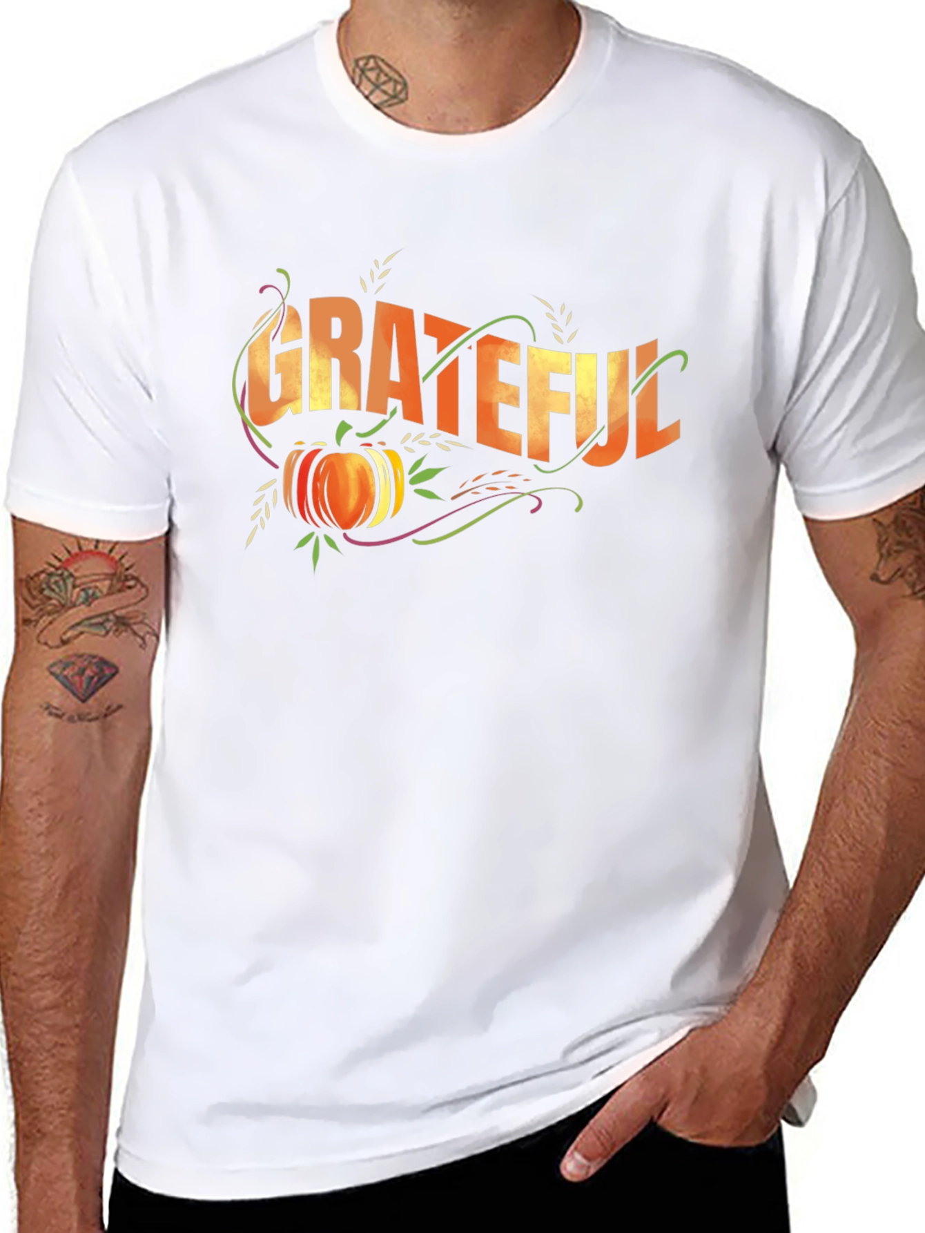 Grateful Thanksgiving Pumpkin Black T-Shirt