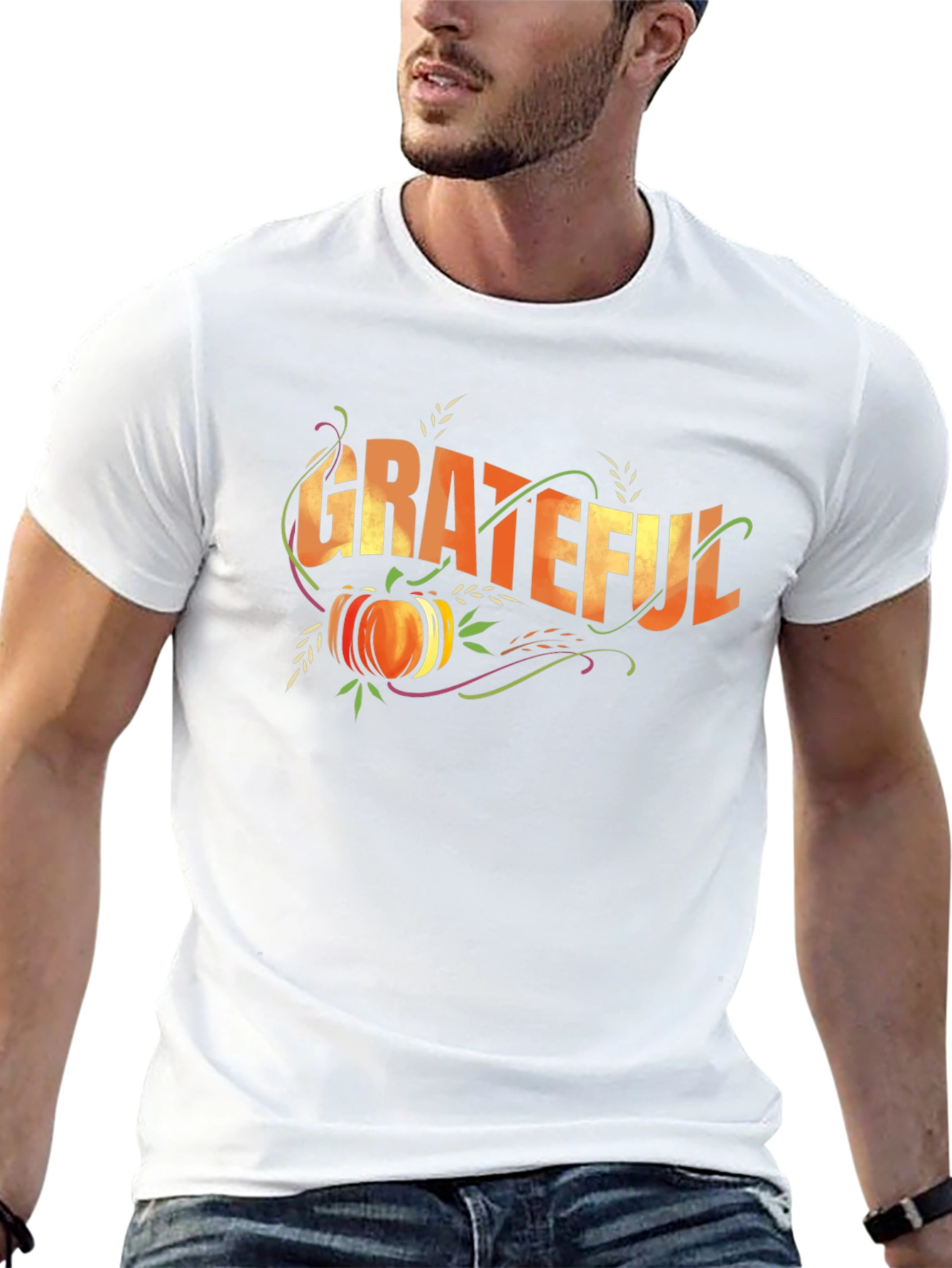 Grateful Thanksgiving Pumpkin Black T-Shirt
