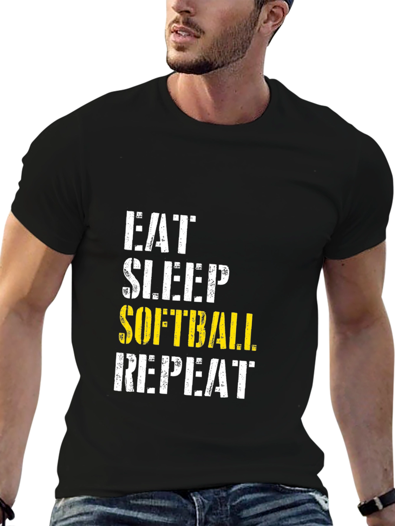 Eat Sleep Softball Repeat Graphic Tee