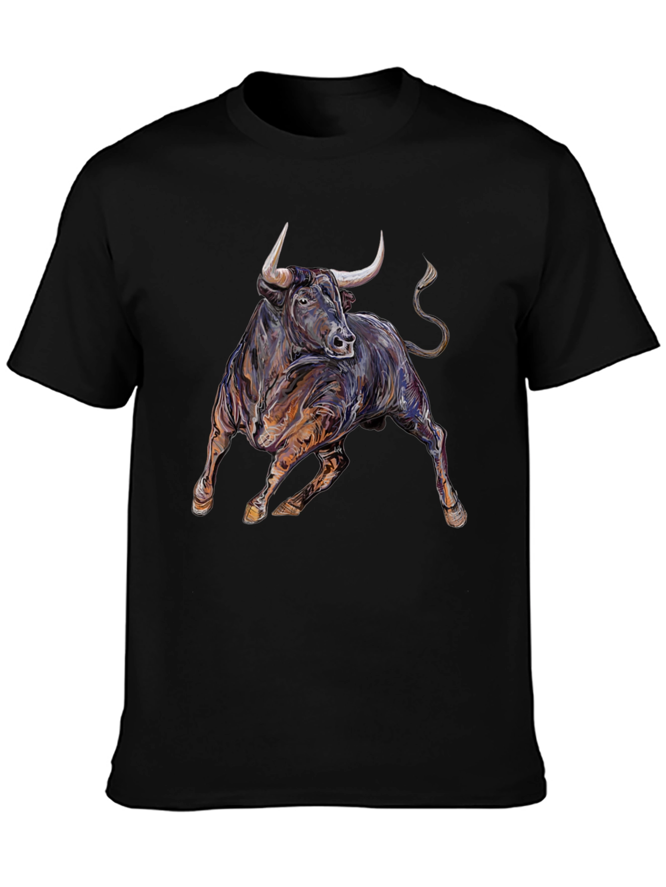 Bold Bull Graphic Tee - Black Cotton