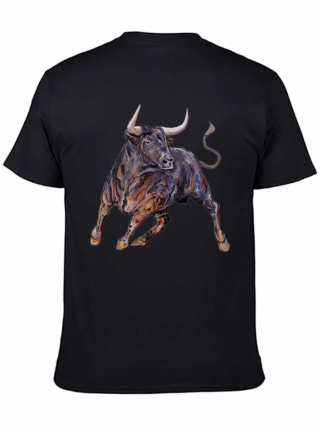Bold Bull Graphic Tee - Black Cotton