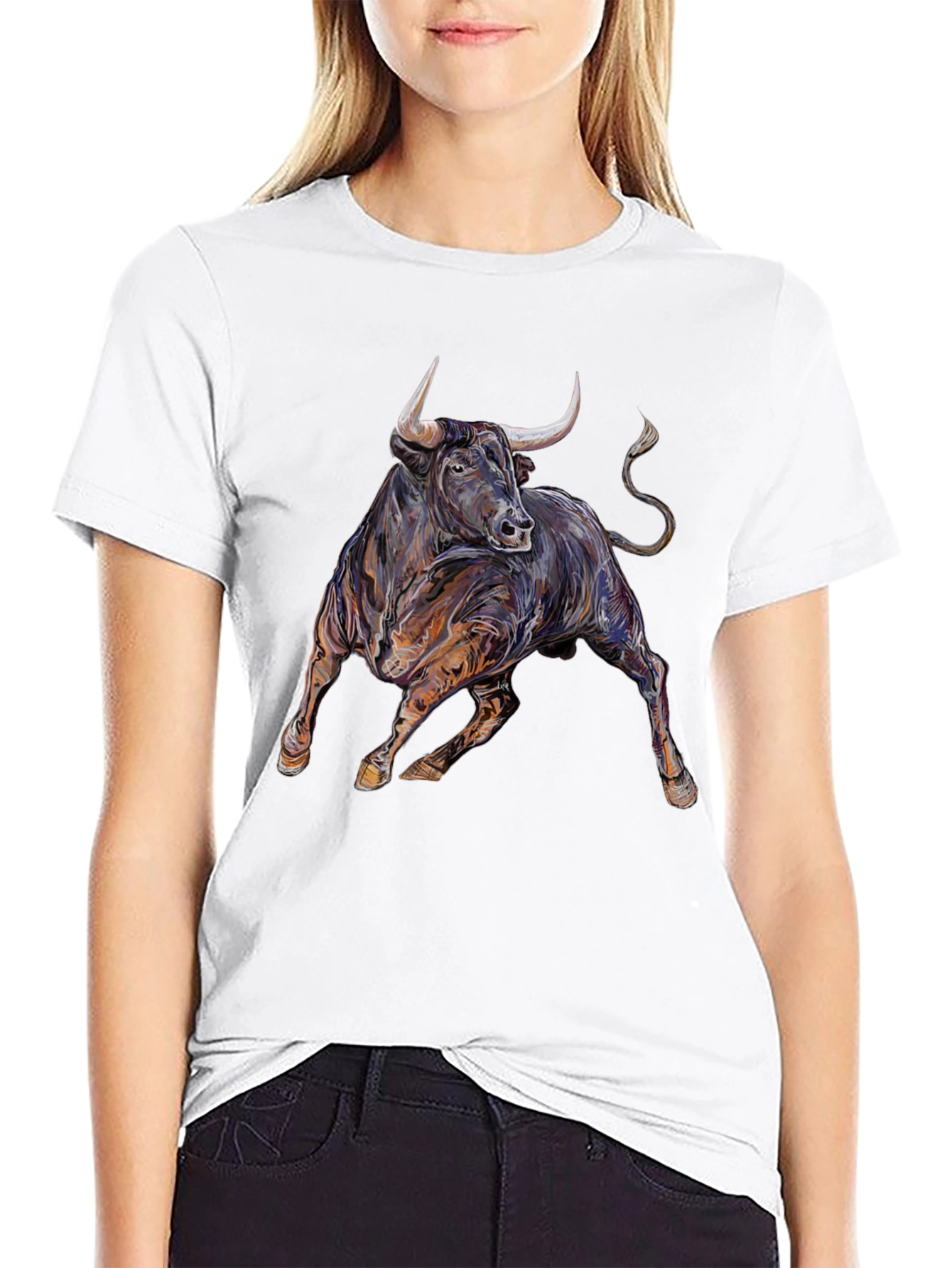 Bold Bull Graphic Tee - Black Cotton