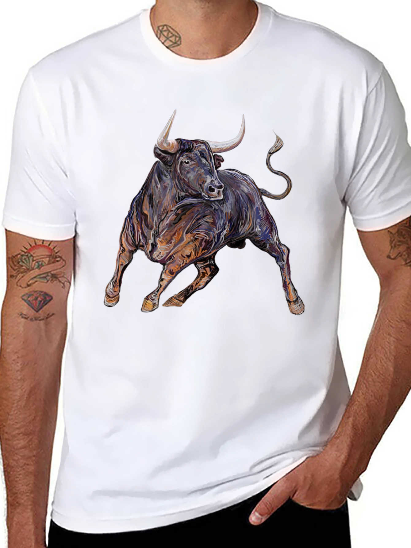 Bold Bull Graphic Tee - Black Cotton