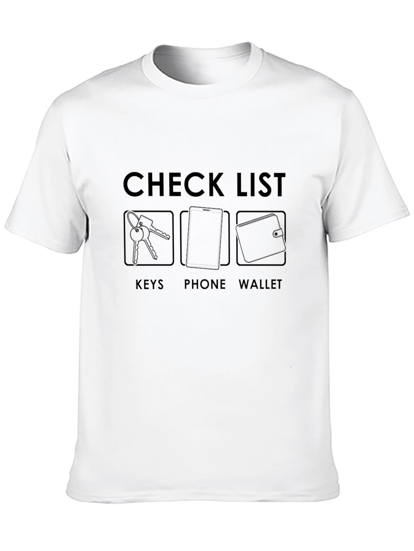 Checklist Graphic T-Shirt - Keys Phone Wallet