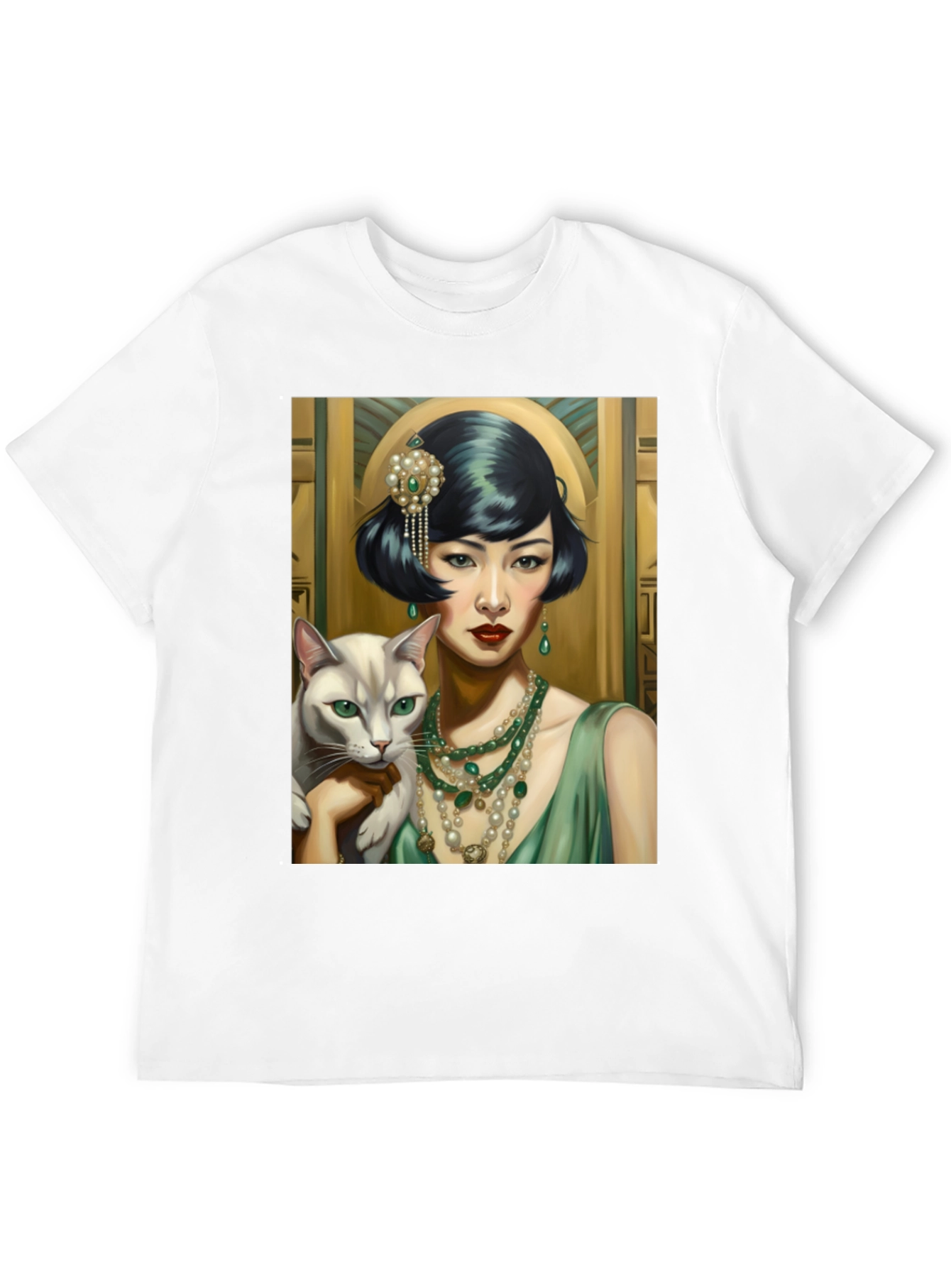 Art Deco Woman & Cat Graphic Tee