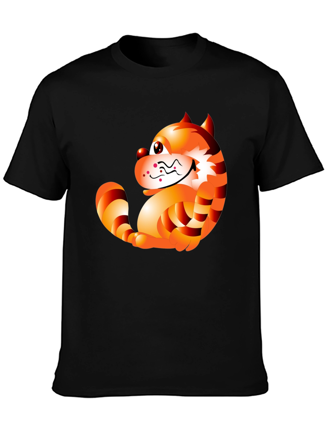 Cartoon Cat Graphic Tee - Stylish Black T-Shirt